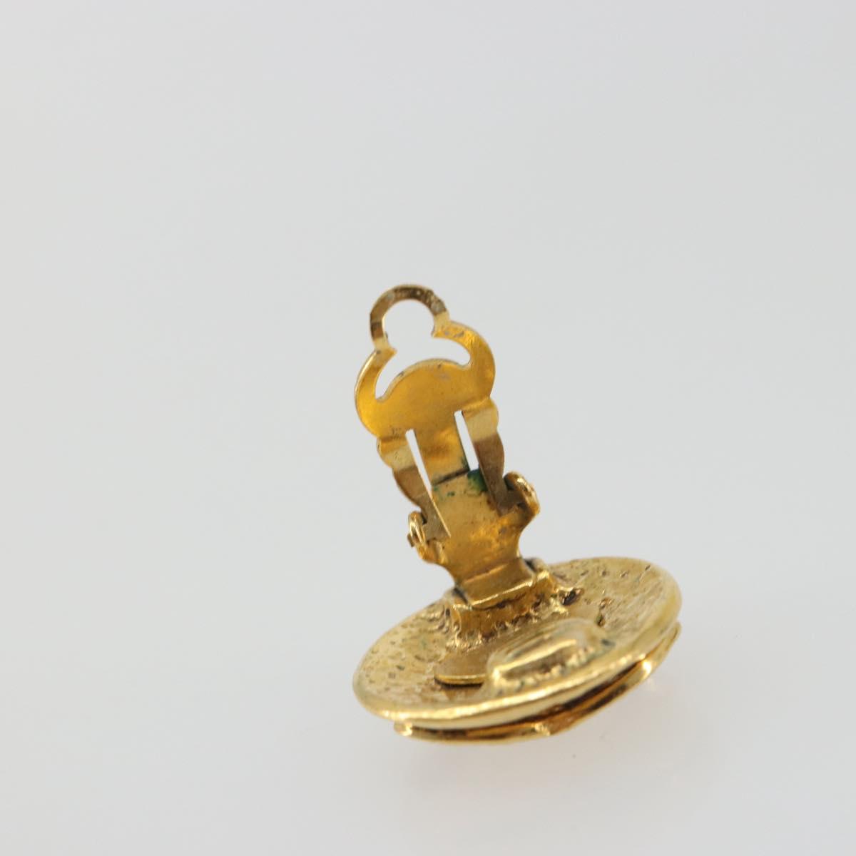 CHANEL COCO Mark Earring Metal Gold Tone CC Auth 192384