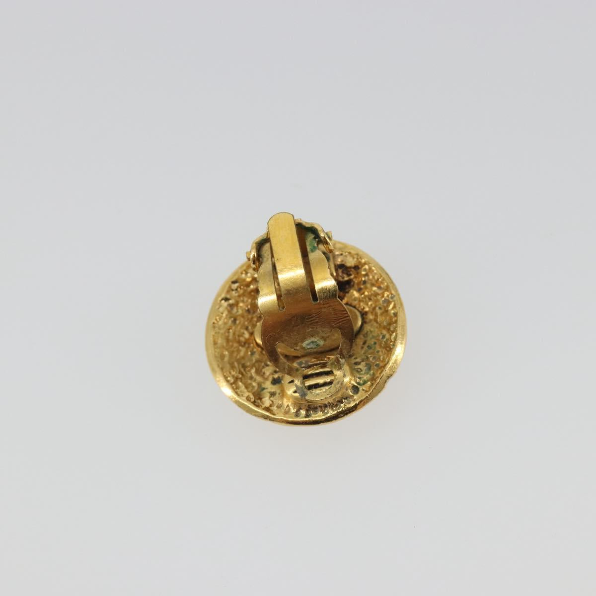 CHANEL COCO Mark Earring Metal Gold Tone CC Auth 192384