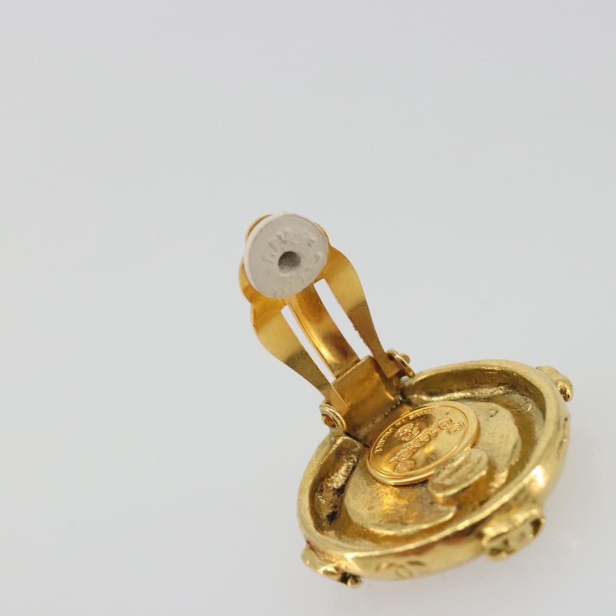 CHANEL COCO Mark Earring Metal Gold Tone CC Auth 192385