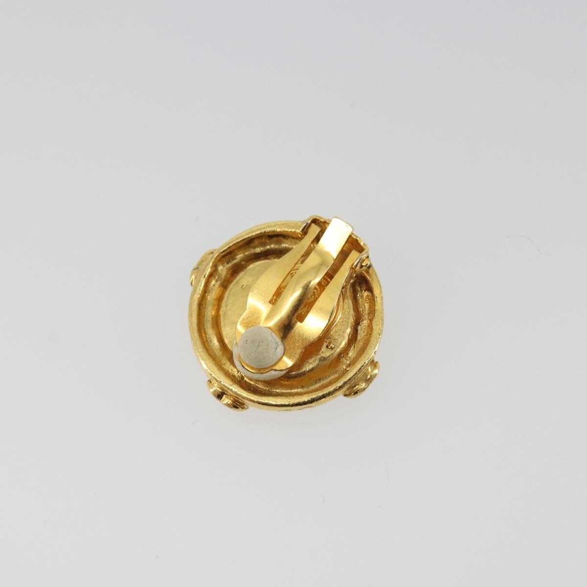 CHANEL COCO Mark Earring Metal Gold Tone CC Auth 192385