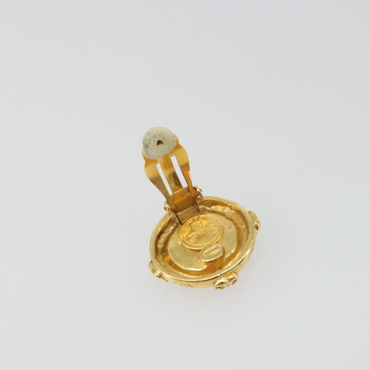 CHANEL COCO Mark Earring Metal Gold Tone CC Auth 192385