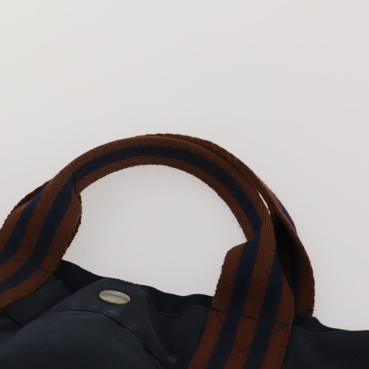 HERMES Fourre Tout MM Hand Bag Canvas 2 Set Navy Orange Auth 192416
