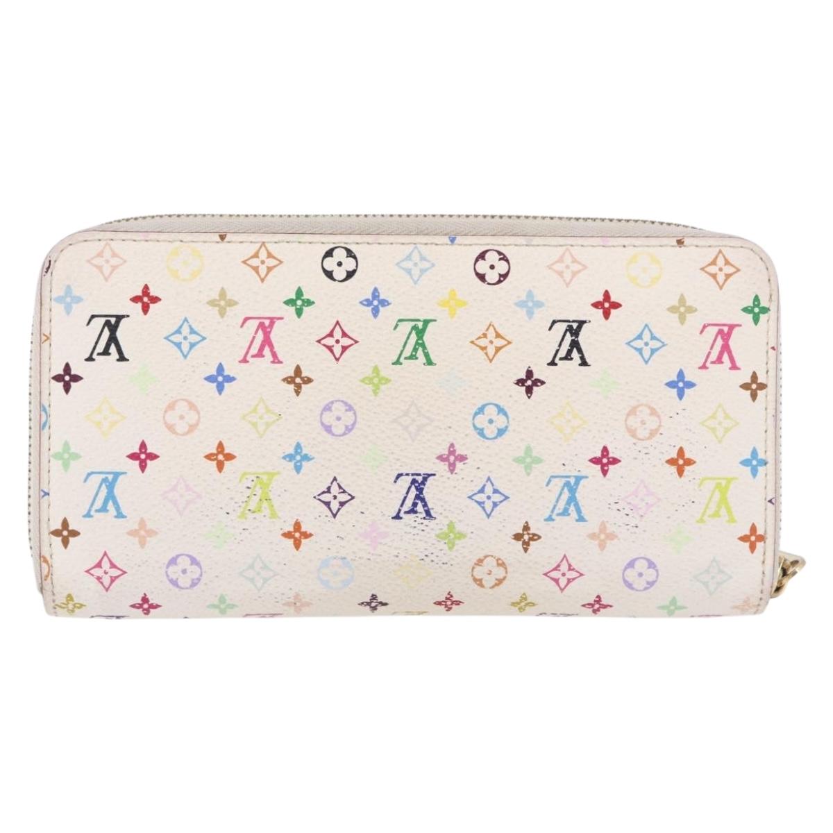 LOUIS VUITTON Monogram Multicolor Zippy Wallet White M60241 LV Auth 192417