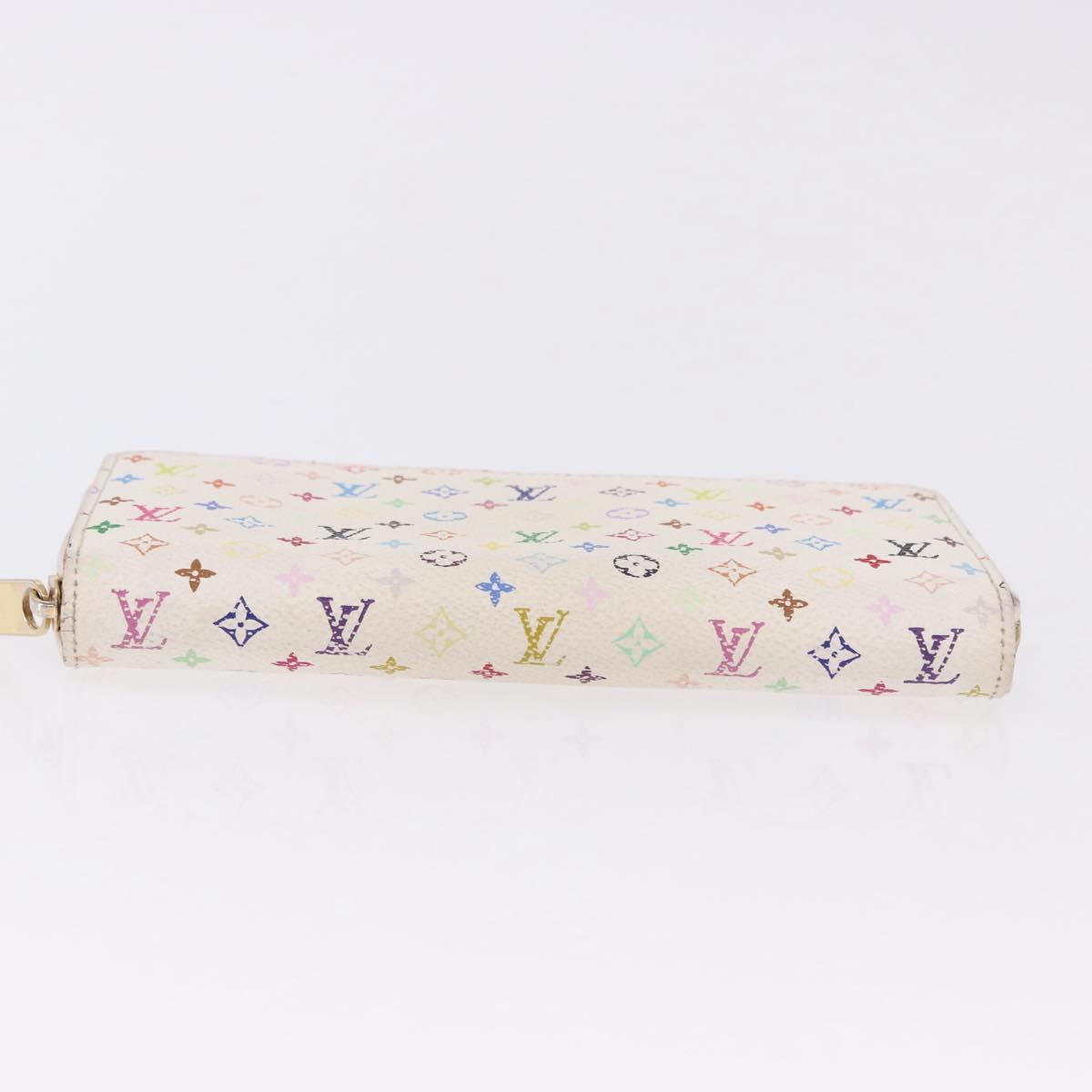 LOUIS VUITTON Monogram Multicolor Zippy Wallet White M60241 LV Auth 192417