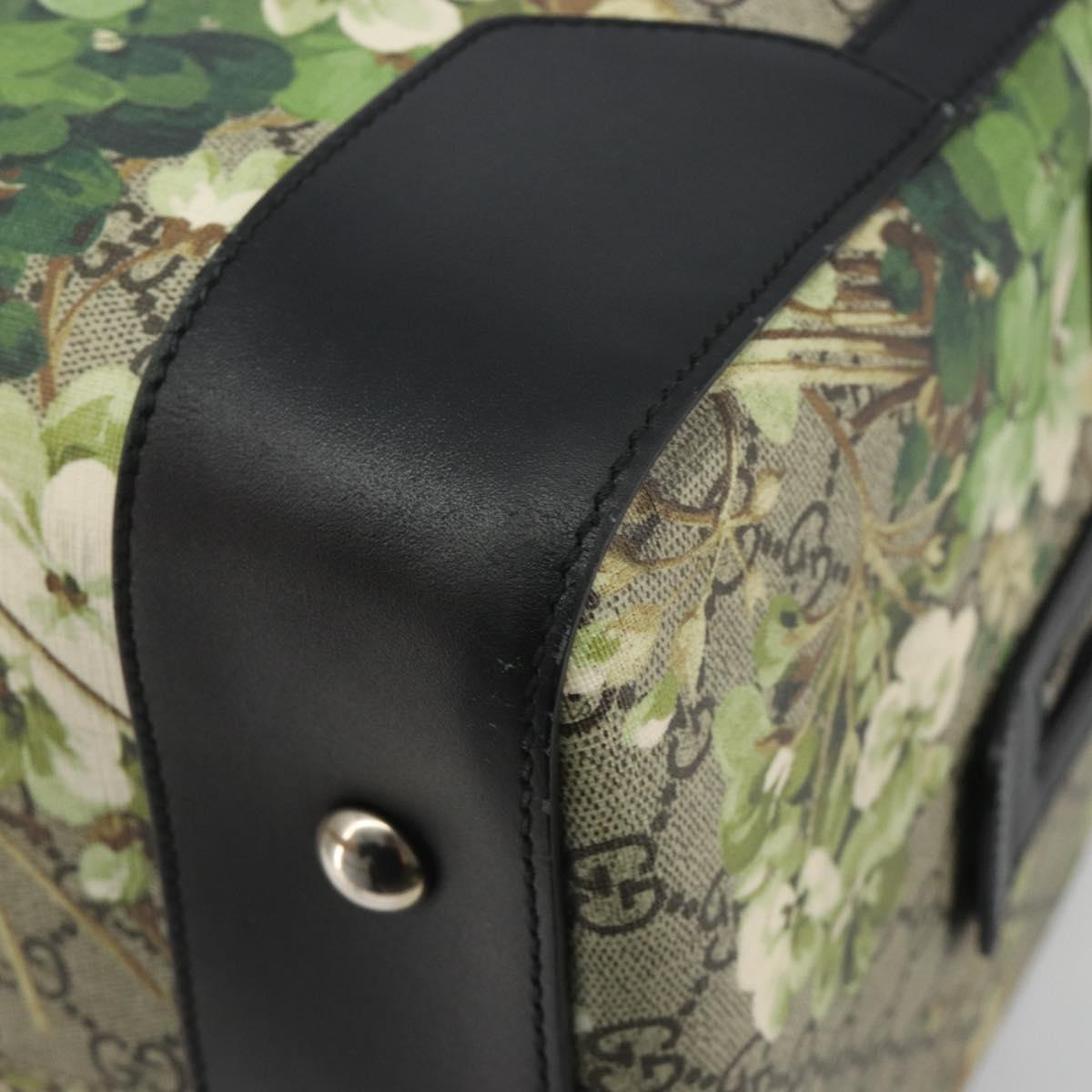 GUCCI GG Supreme Blooms Boston Bag PVC 2way Beige Silver 406380 Auth 192425A