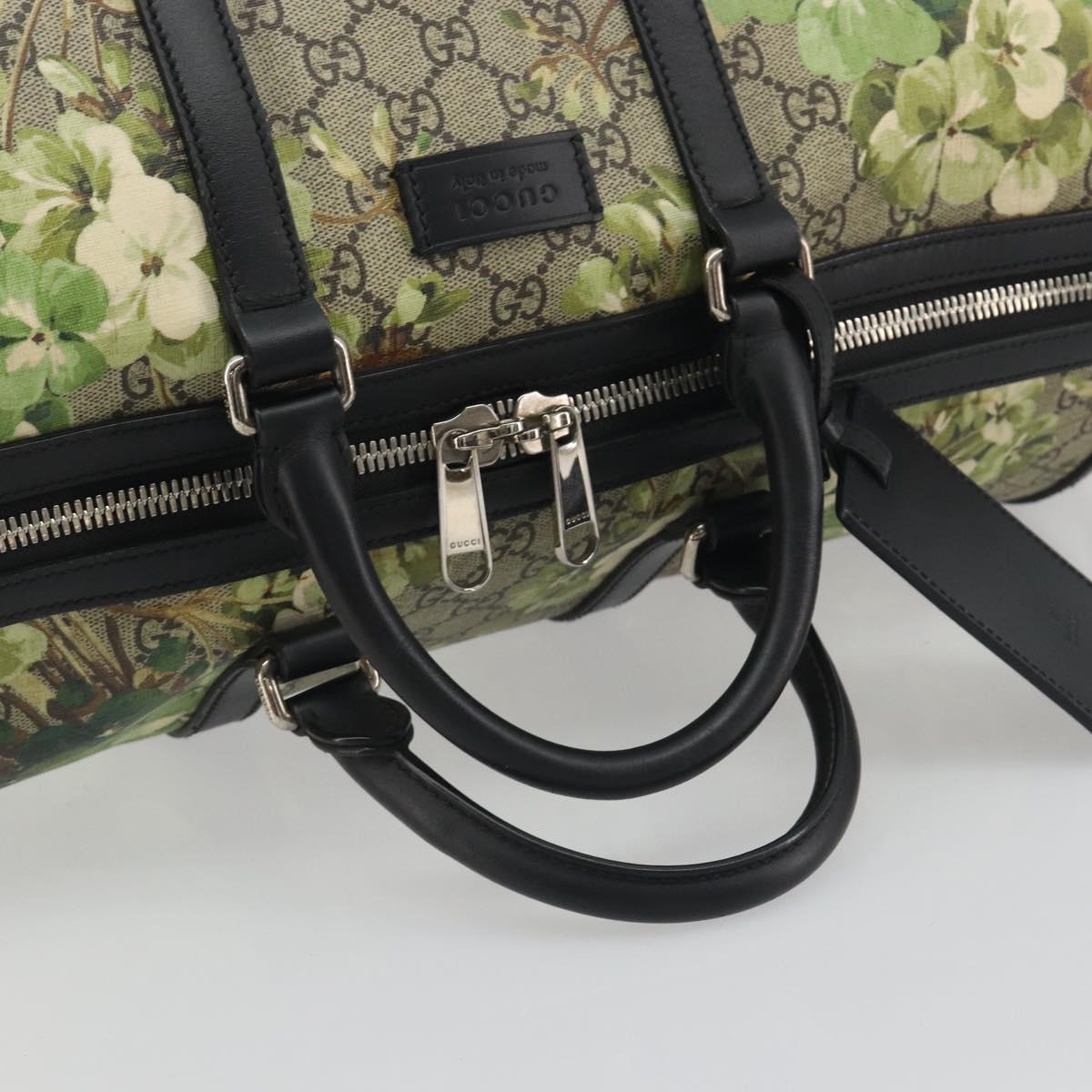 GUCCI GG Supreme Blooms Boston Bag PVC 2way Beige Silver 406380 Auth 192425A