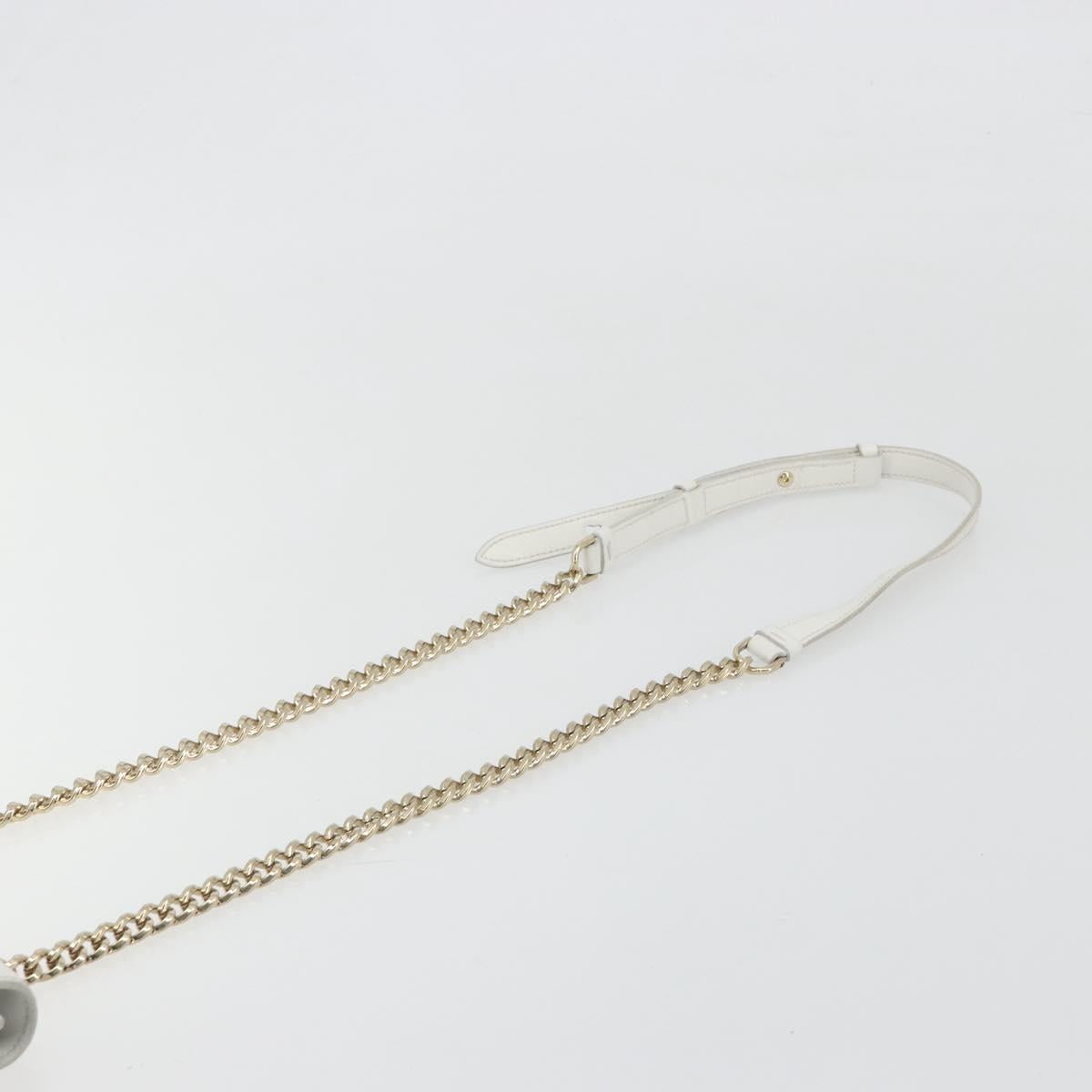 Salvatore Ferragamo Vala Chain Shoulder Bag Leather White Gold Auth 192429
