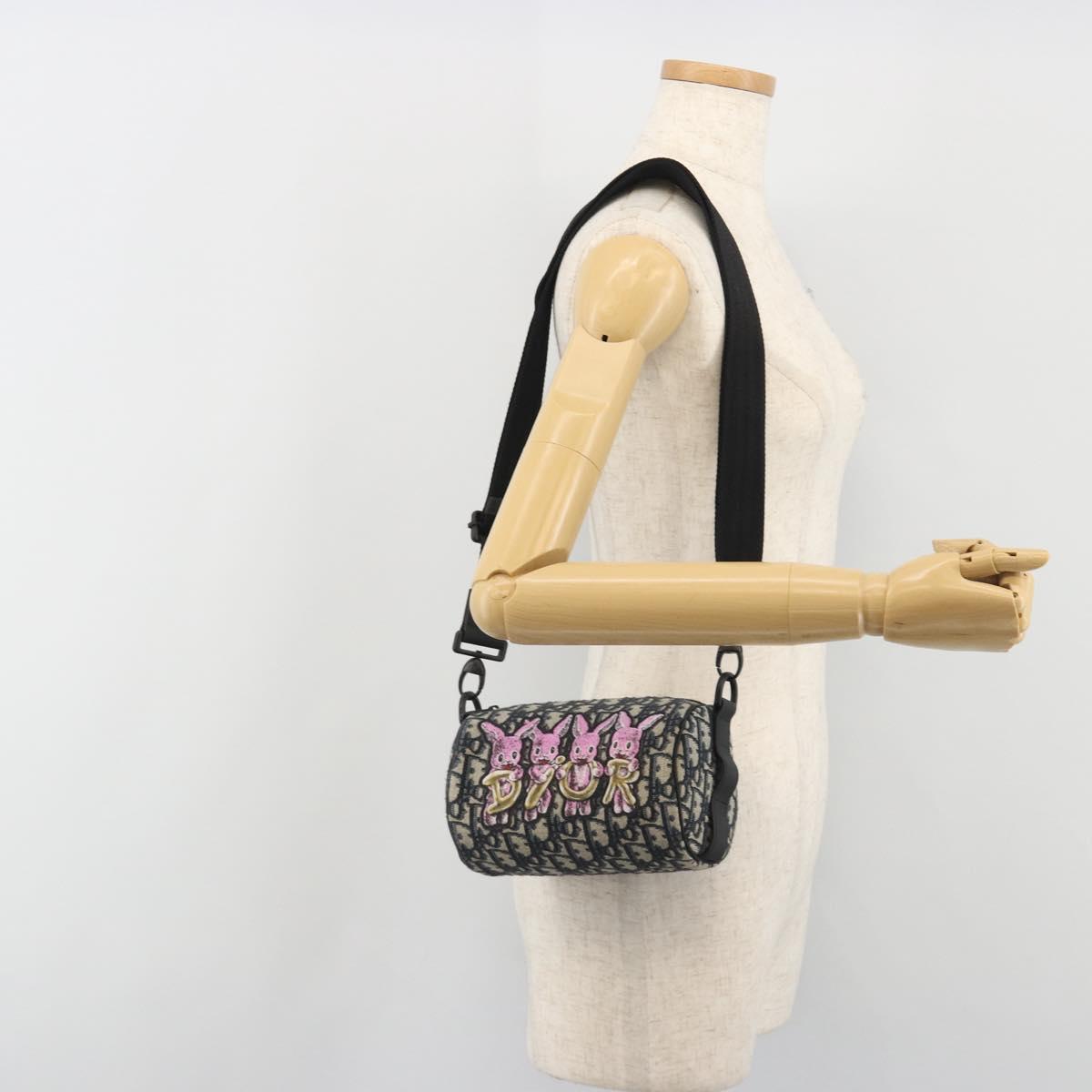 Christian Dior Trotter Canvas Shoulder Bag Navy Auth 192430M