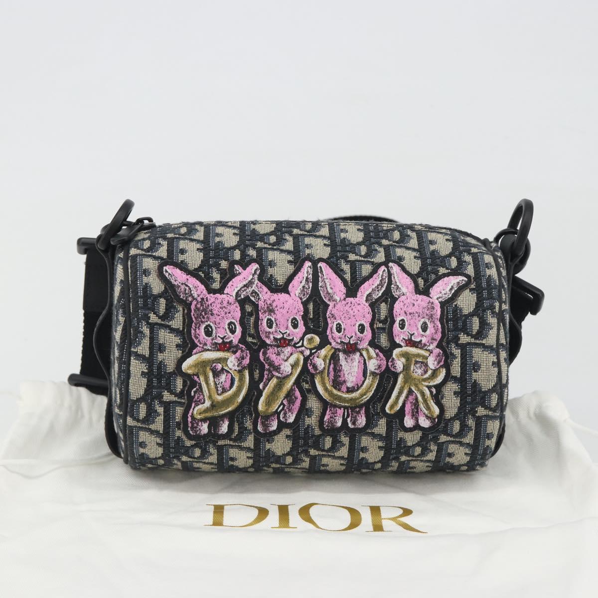 Christian Dior Trotter Canvas Shoulder Bag Navy Auth 192430M
