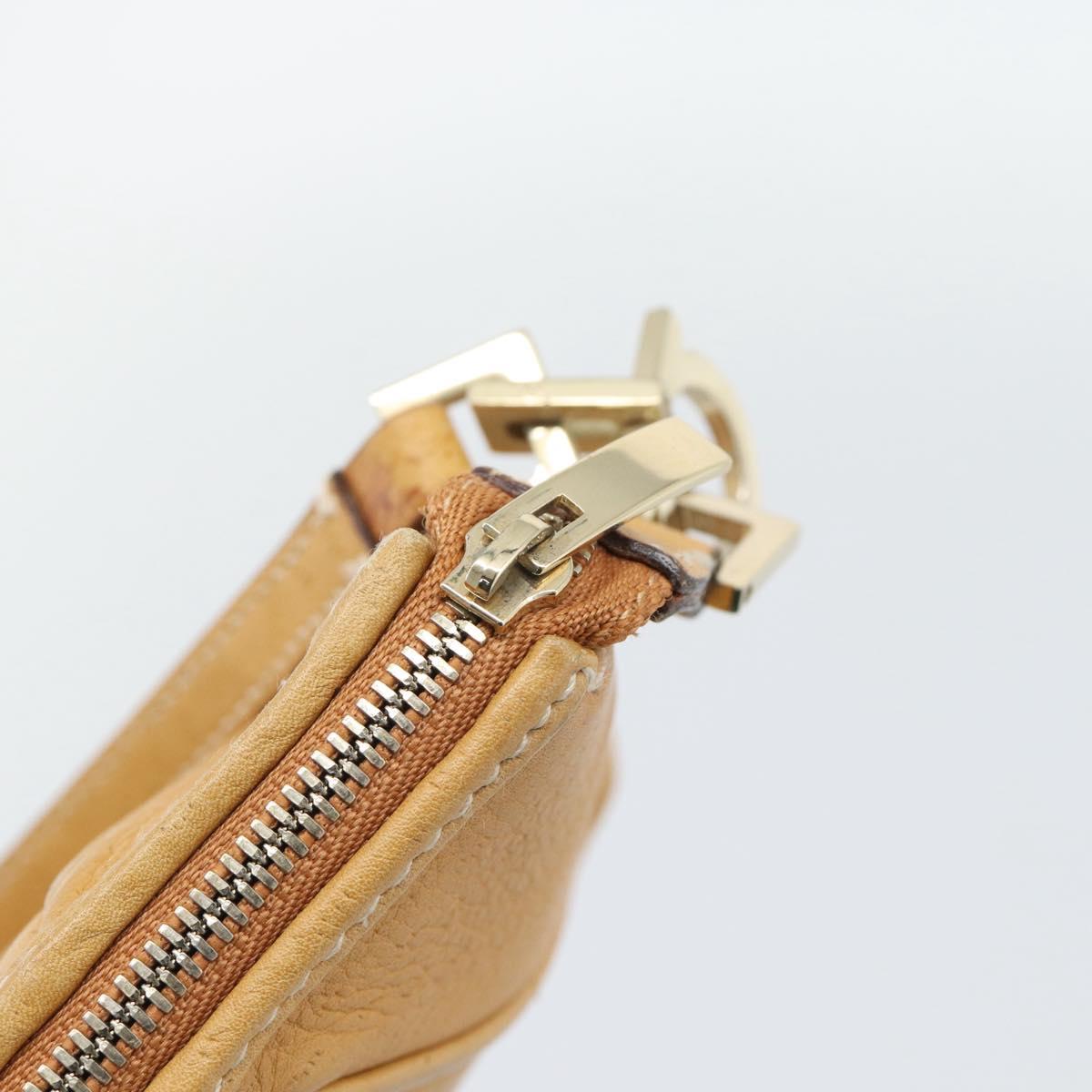 Salvatore Ferragamo Gancini Shoulder Bag Leather Brown Gold Auth 192432