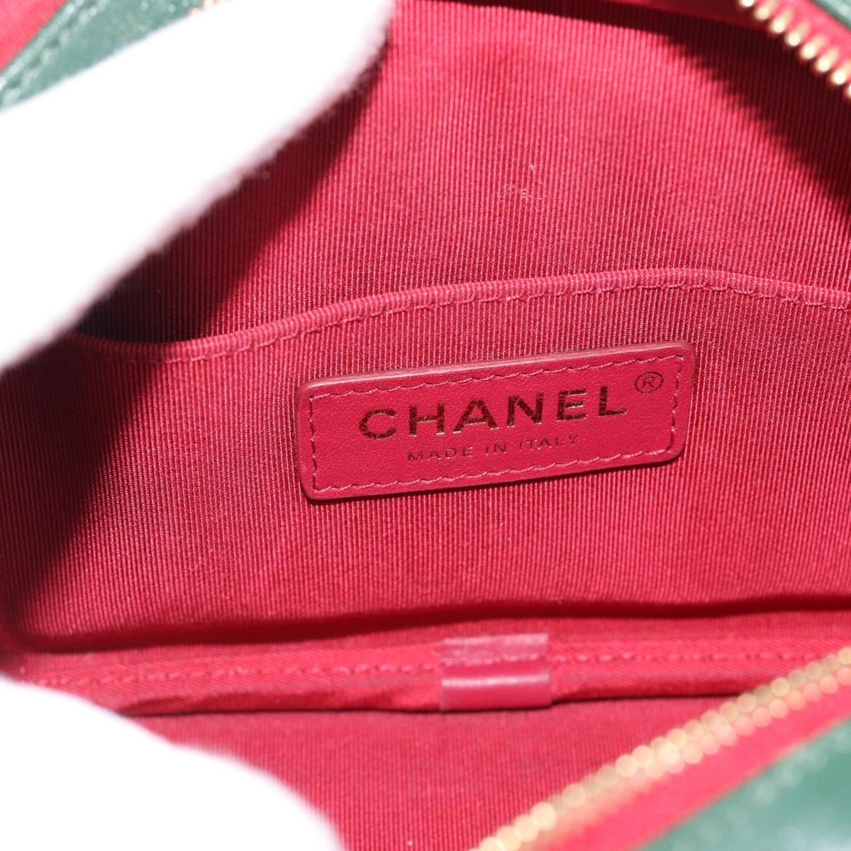 CHANEL Matelasse Chain Shoulder Bag Lamb Skin Green Gold CC Auth 192435SAM