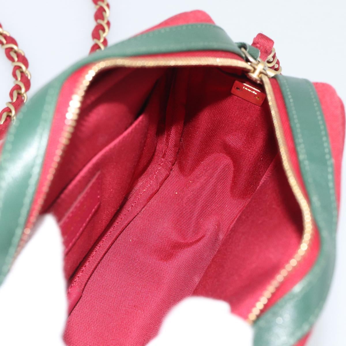 CHANEL Matelasse Chain Shoulder Bag Lamb Skin Green Gold CC Auth 192435SAM