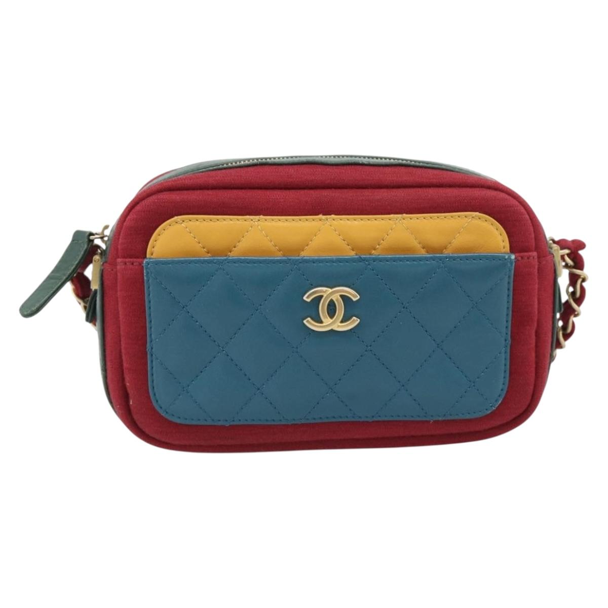 CHANEL Matelasse Chain Shoulder Bag Lamb Skin Green Gold CC Auth 192435SAM