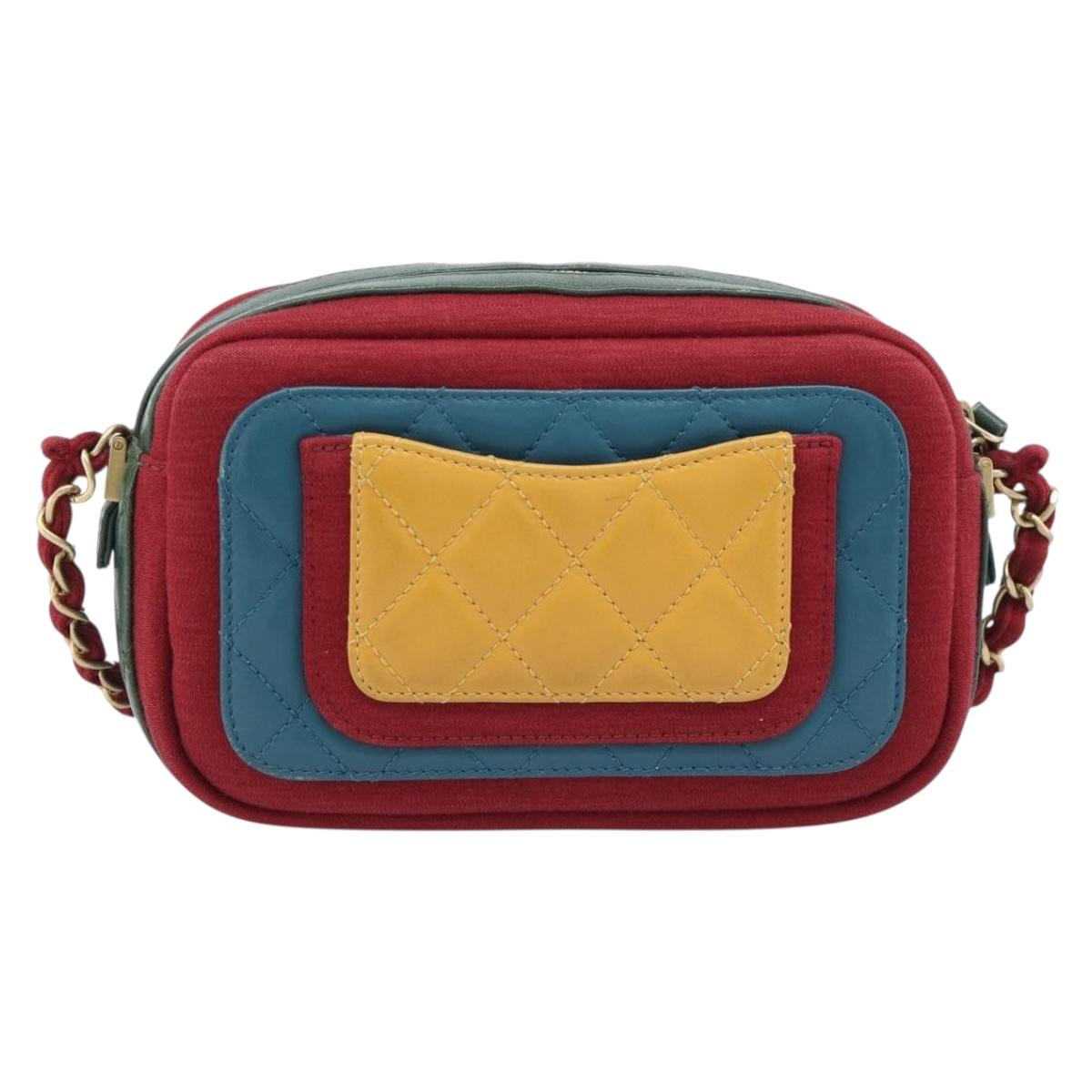CHANEL Matelasse Chain Shoulder Bag Lamb Skin Green Gold CC Auth 192435SAM