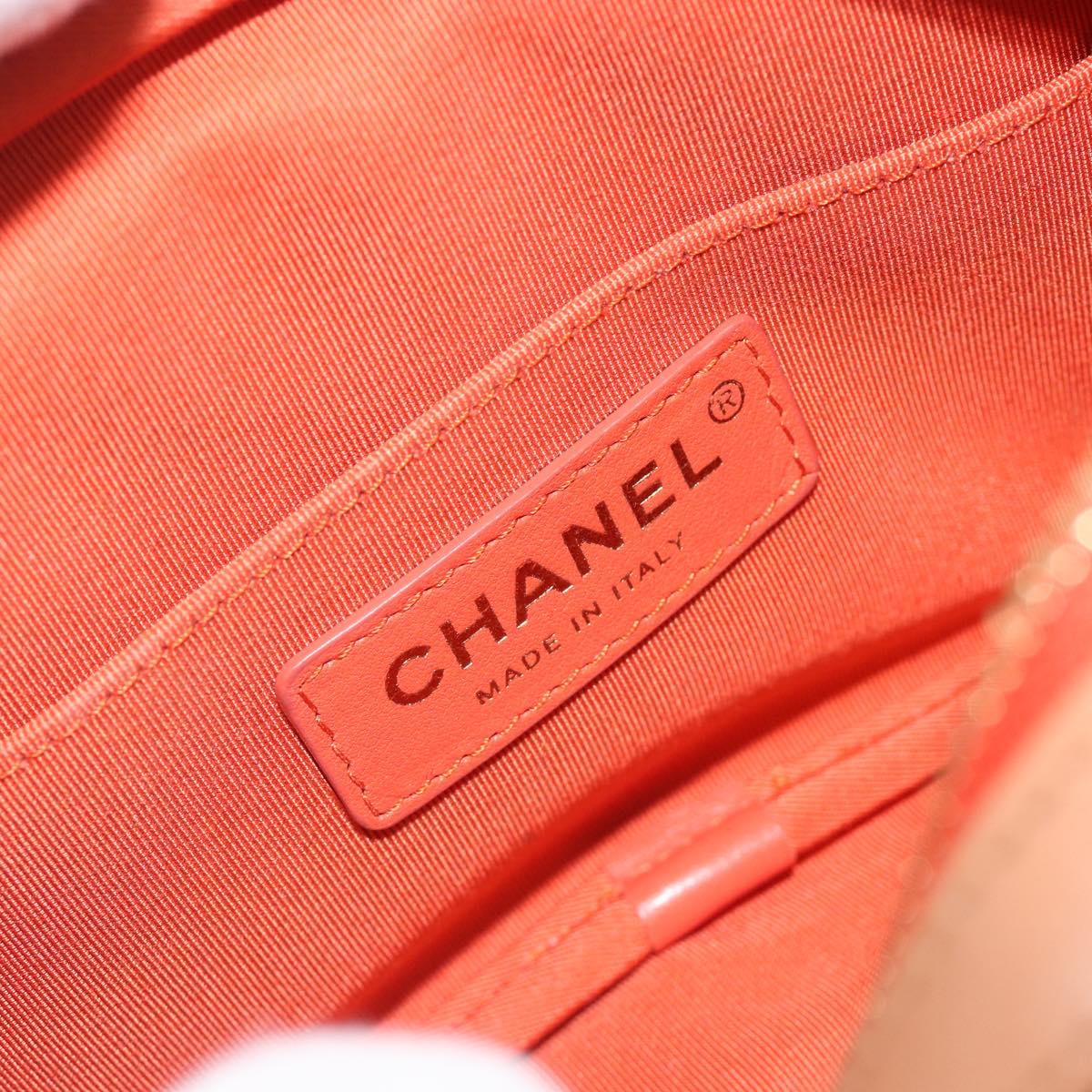 CHANEL Matelasse Chain Shoulder Bag Lamb Skin Orange Gold CC Auth 192436SAM