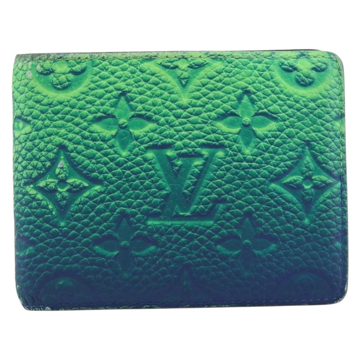 LOUIS VUITTON Taurillon Clemence Illusion Portefeuille Slender Auth 192437