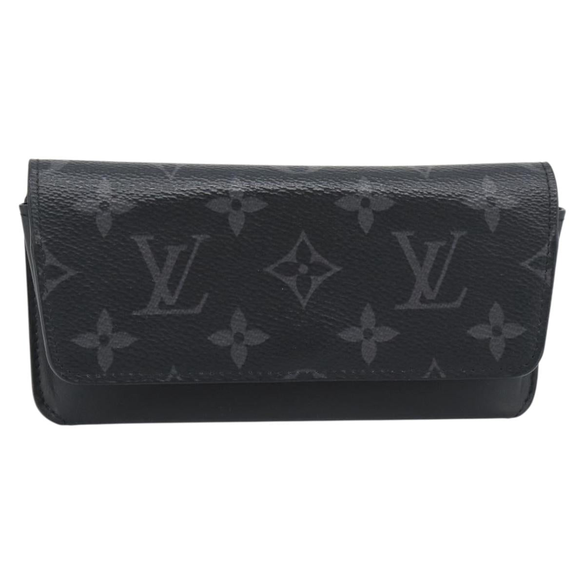 LOUIS VUITTON Monogram Eclipse Etui Lunette Woody Case GI0296 LV Auth 192438