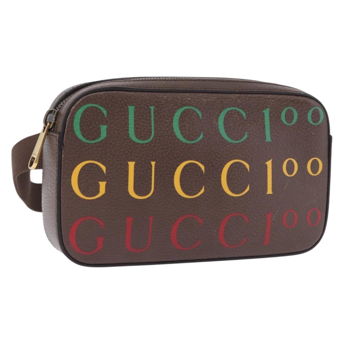 GUCCI Waist Bag Leather Brown Gold 602695 527066 Auth 192452V