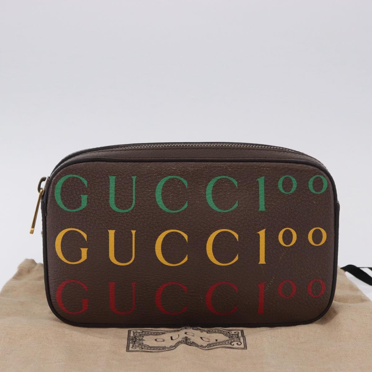 GUCCI Waist Bag Leather Brown Gold 602695 527066 Auth 192452V