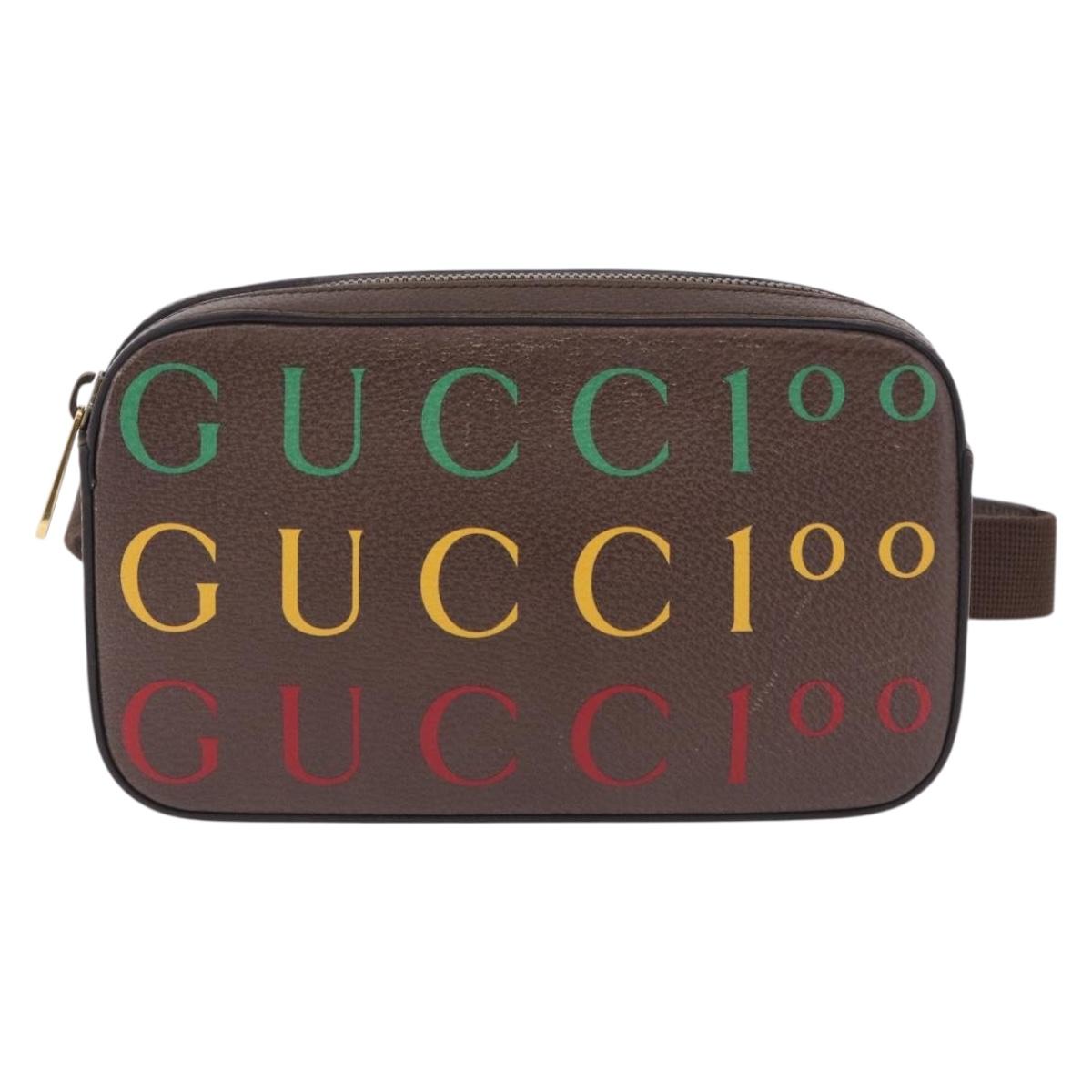 GUCCI Waist Bag Leather Brown Gold 602695 527066 Auth 192452V