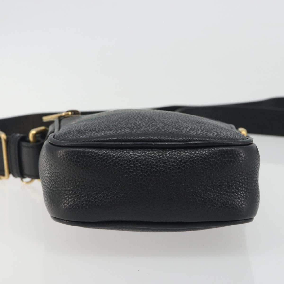 GUCCI Web Sherry Line Shoulder Bag Leather Black Gold 574803 Auth 192453V