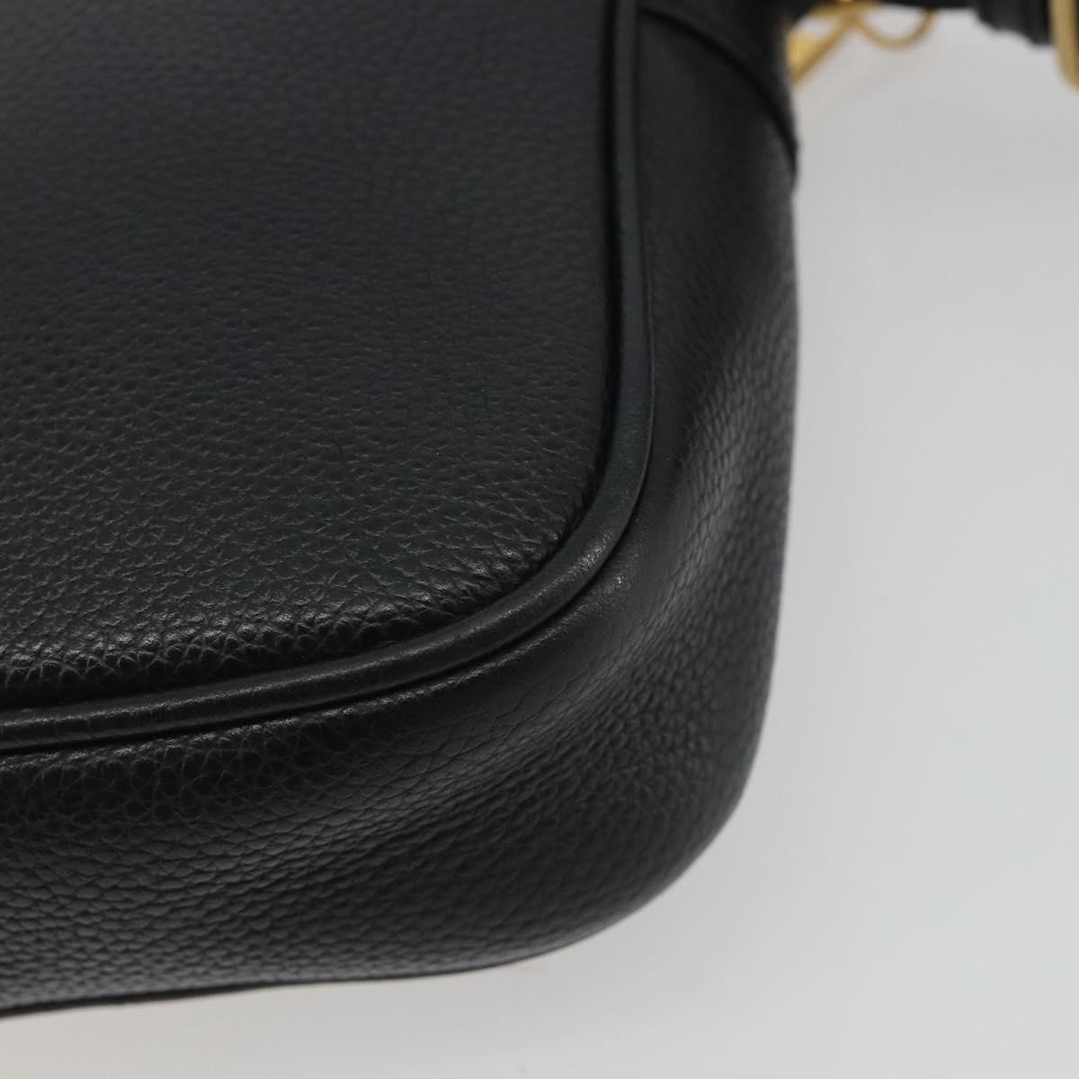 GUCCI Web Sherry Line Shoulder Bag Leather Black Gold 574803 Auth 192453V