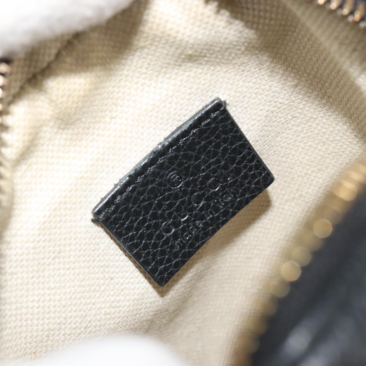 GUCCI Web Sherry Line Shoulder Bag Leather Black Gold 574803 Auth 192453V