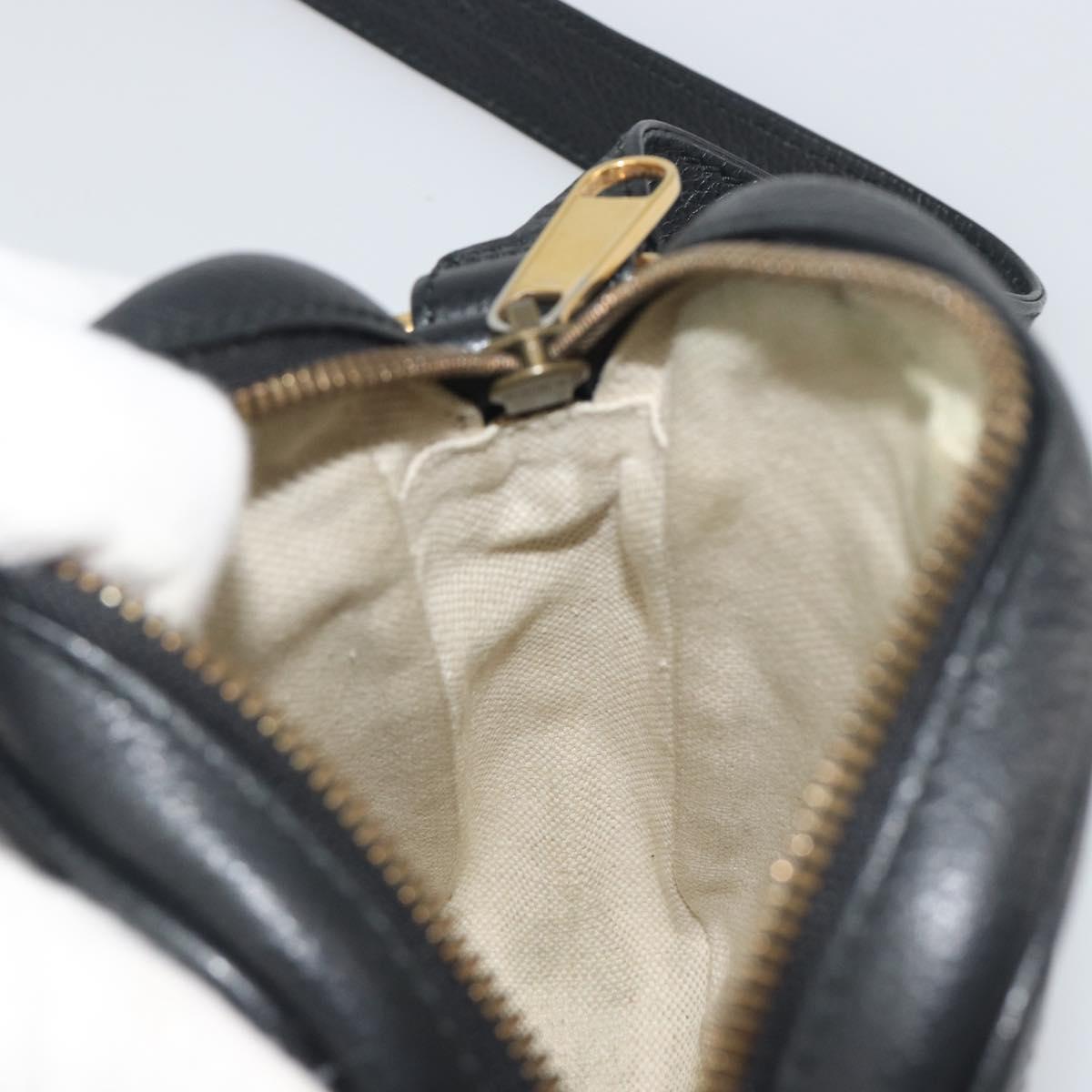 GUCCI Web Sherry Line Shoulder Bag Leather Black Gold 574803 Auth 192453V