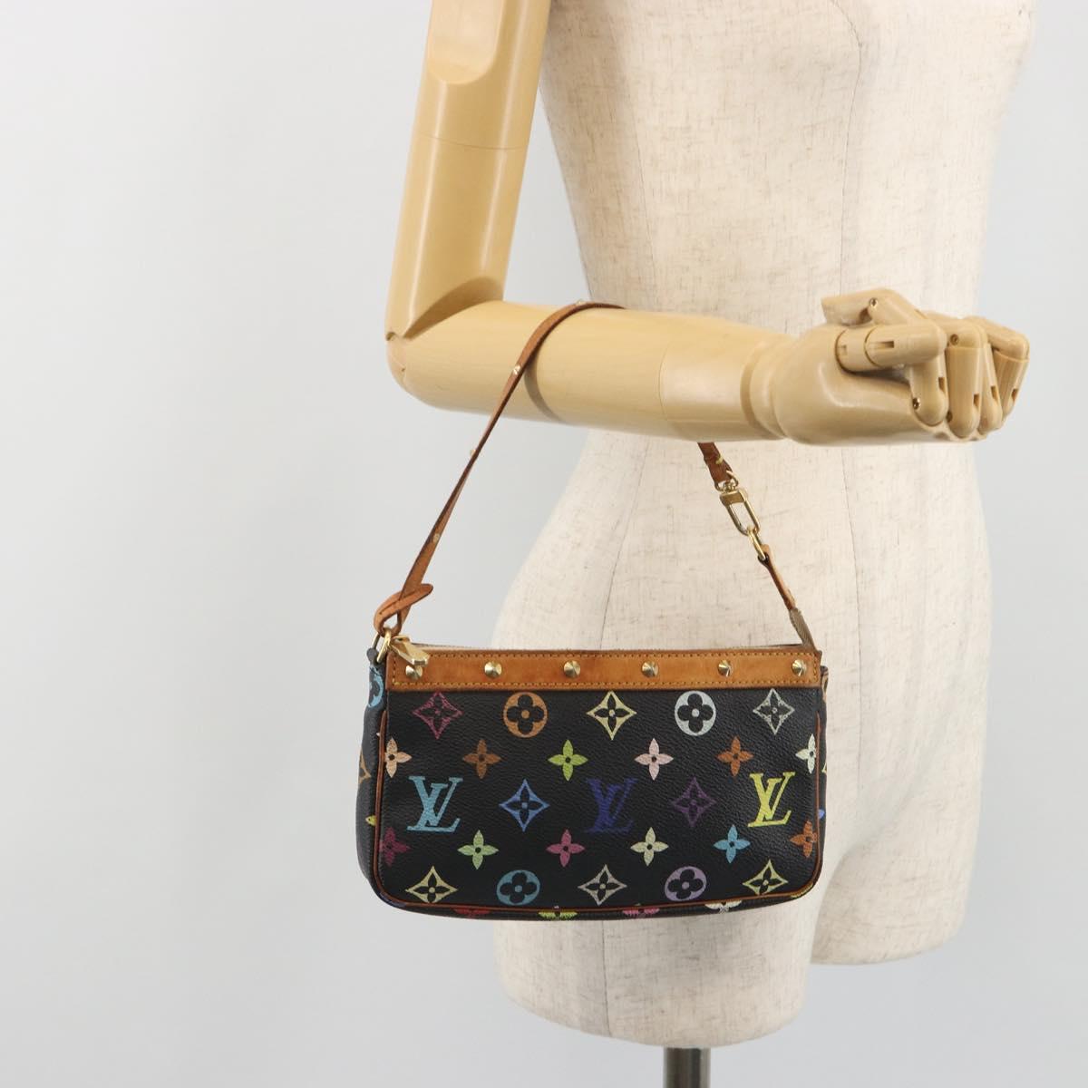 LOUIS VUITTON Multicolor Pochette Accessoires Pouch Black M92648 LV Auth 192454A