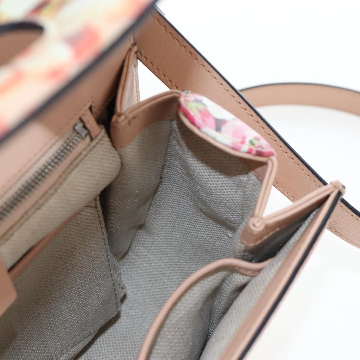 GUCCI Blooms Bamboo Hand Bag Leather 2way Pink Silver 409398 Auth 192456V