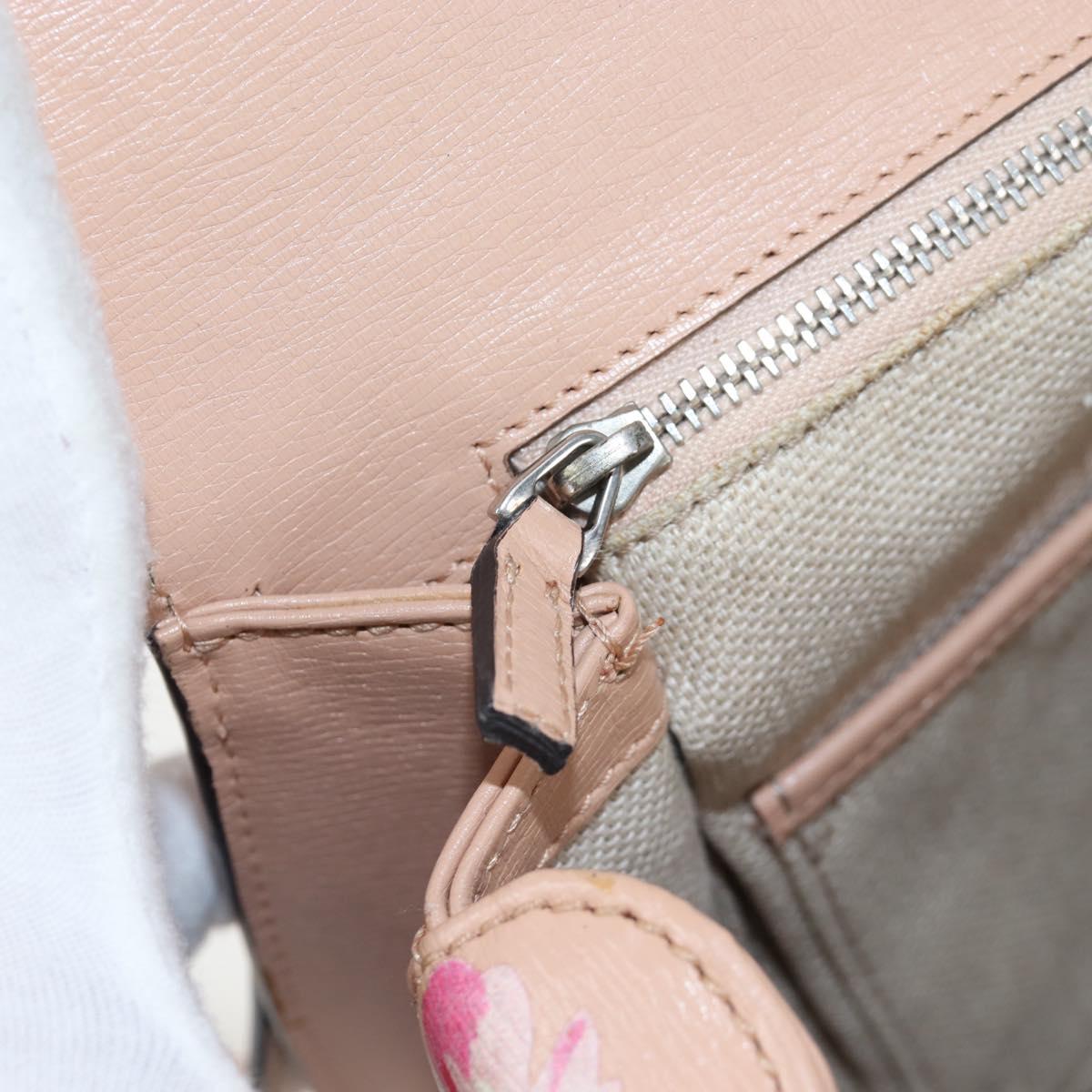 GUCCI Blooms Bamboo Hand Bag Leather 2way Pink Silver 409398 Auth 192456V