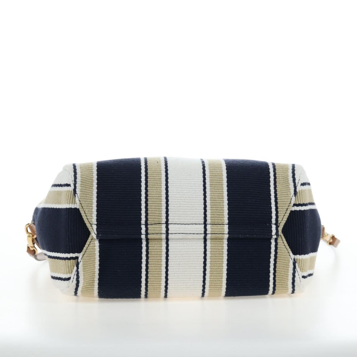 Miu Miu Tote Bag Canvas 2way Navy Gold Auth 192457SAM