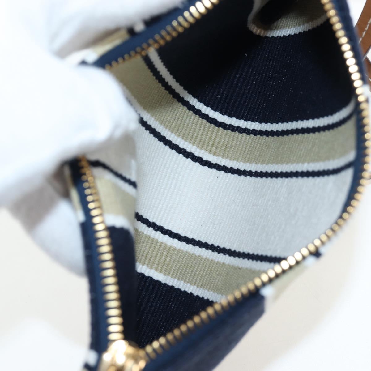 Miu Miu Tote Bag Canvas 2way Navy Gold Auth 192457SAM