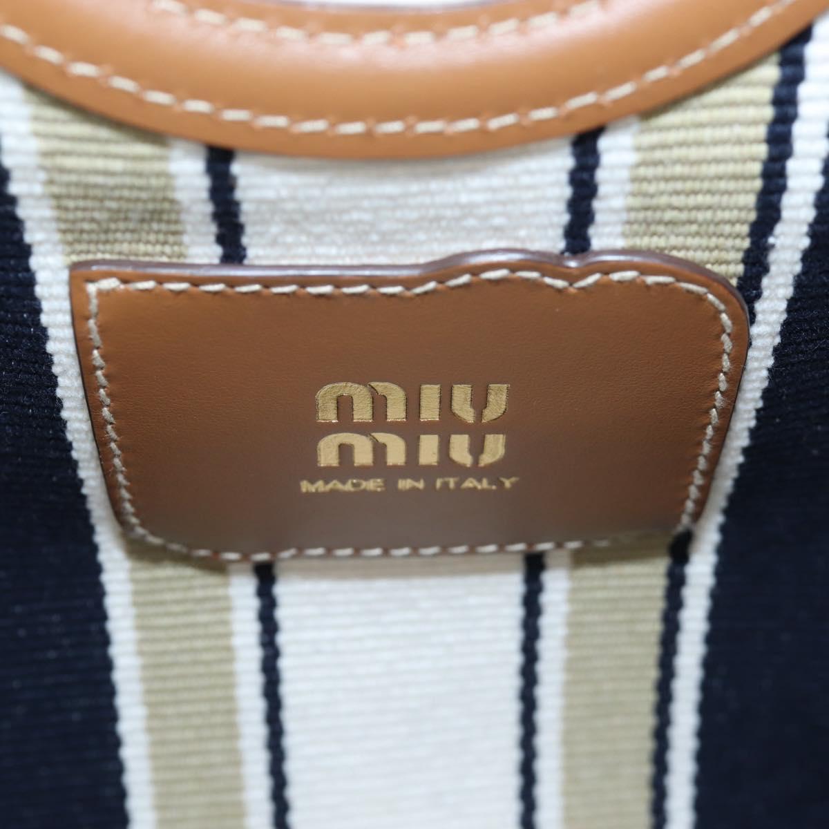 Miu Miu Tote Bag Canvas 2way Navy Gold Auth 192457SAM