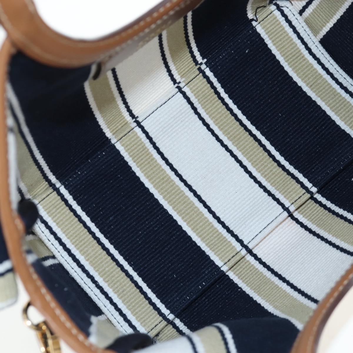 Miu Miu Tote Bag Canvas 2way Navy Gold Auth 192457SAM