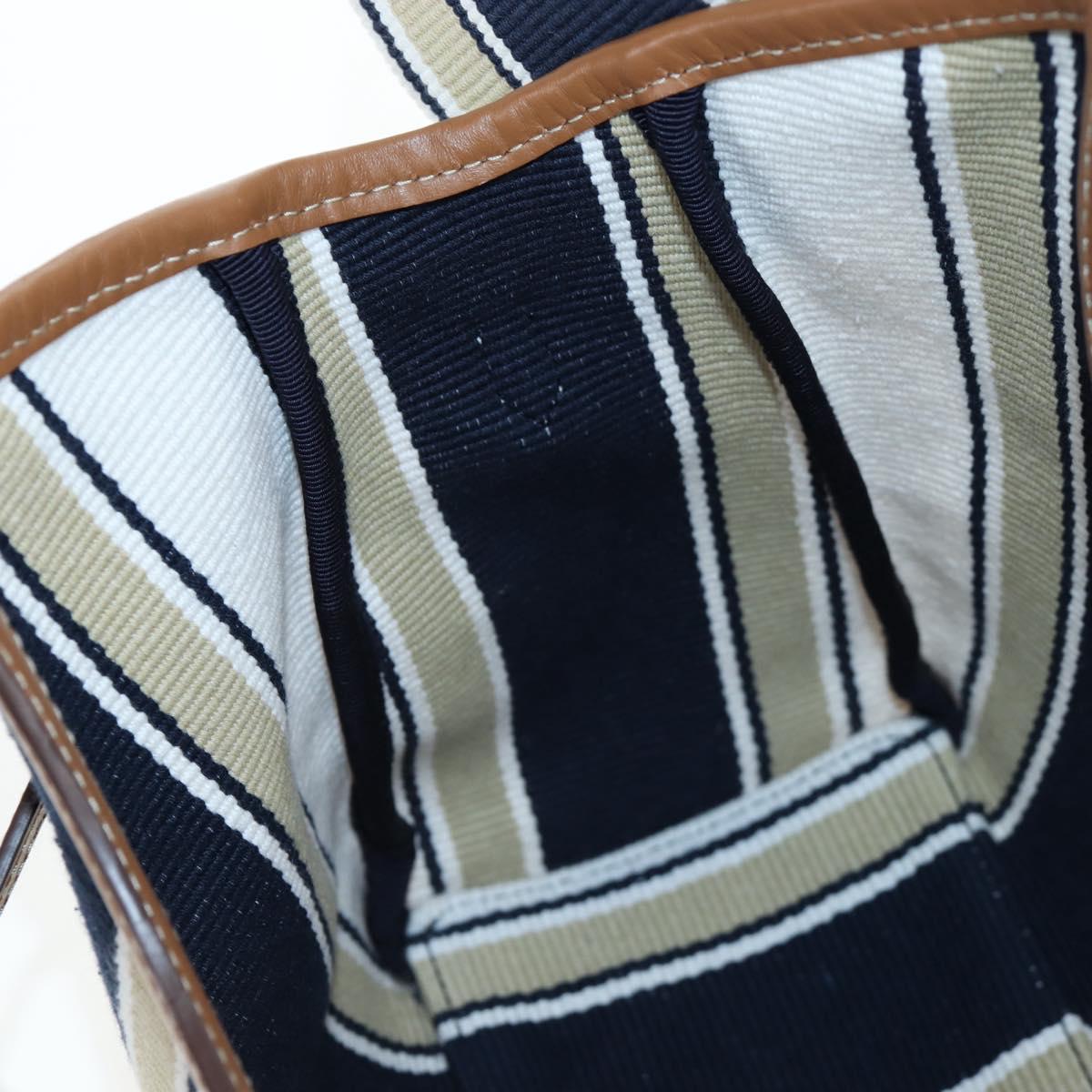 Miu Miu Tote Bag Canvas 2way Navy Gold Auth 192457SAM