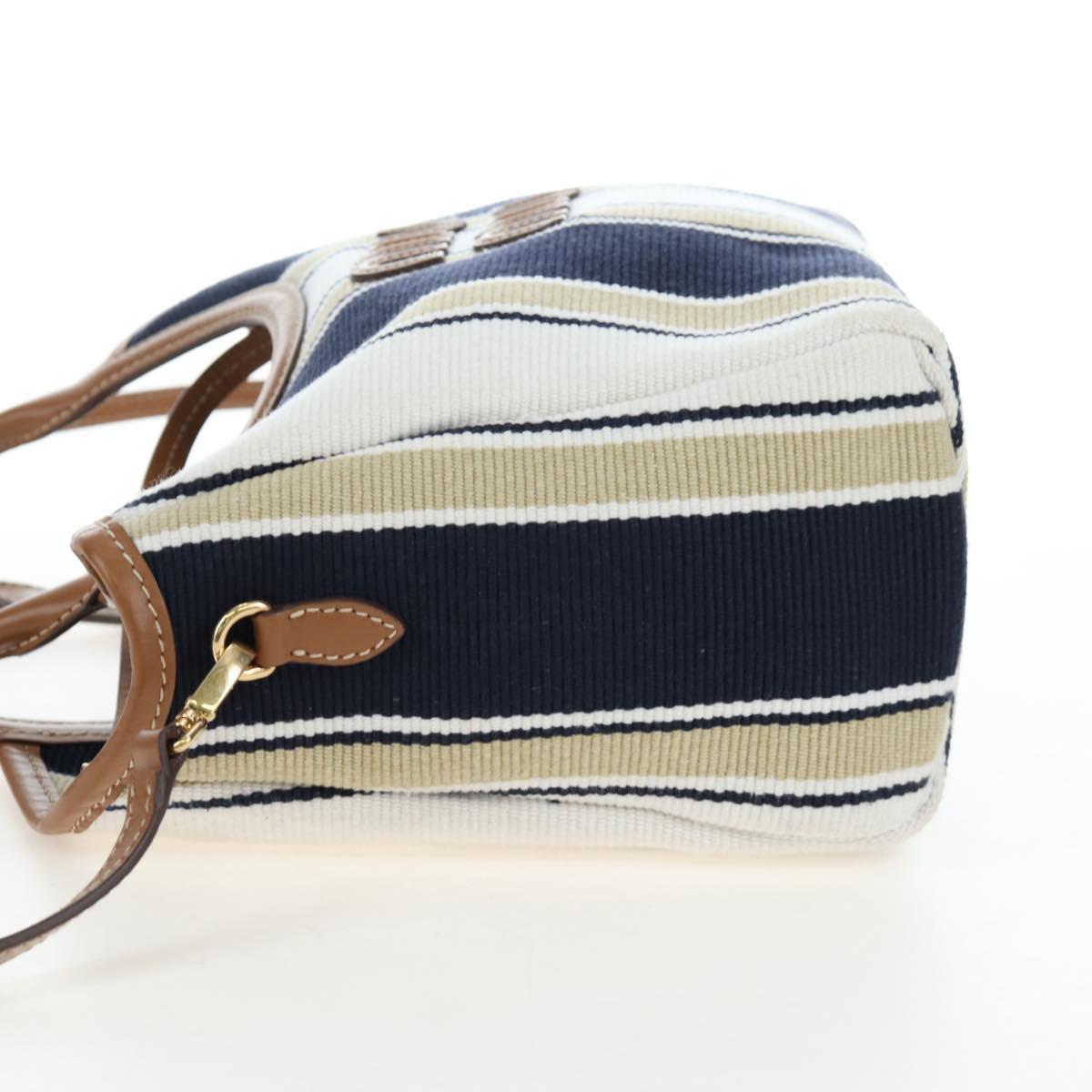 Miu Miu Tote Bag Canvas 2way Navy Gold Auth 192457SAM