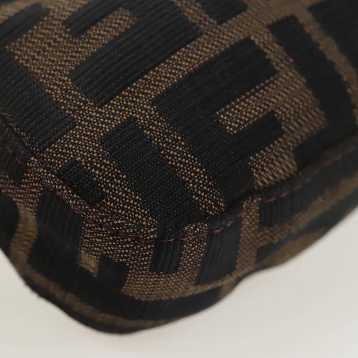FENDI Zucca Canvas Mamma Baguette Shoulder Bag Brown Black Auth 192459M