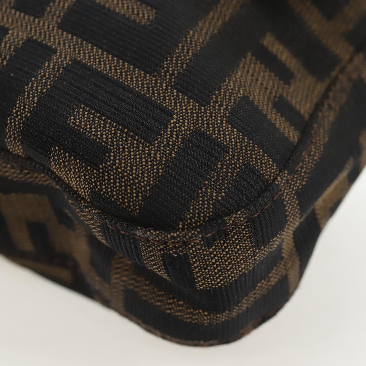 FENDI Zucca Canvas Mamma Baguette Shoulder Bag Brown Black Auth 192459M