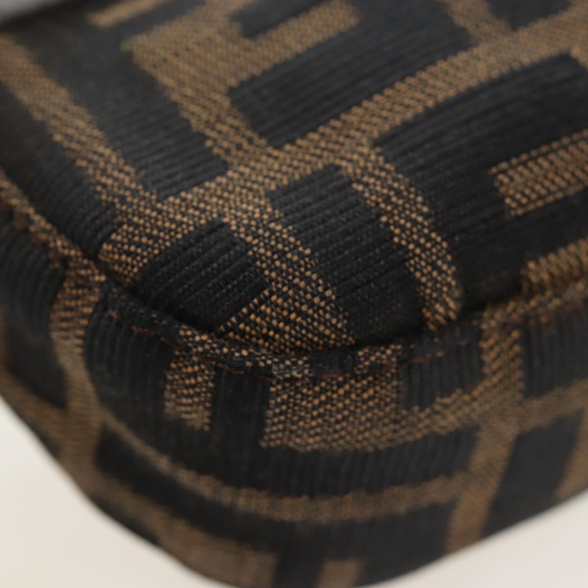 FENDI Zucca Canvas Mamma Baguette Shoulder Bag Brown Black Auth 192460M