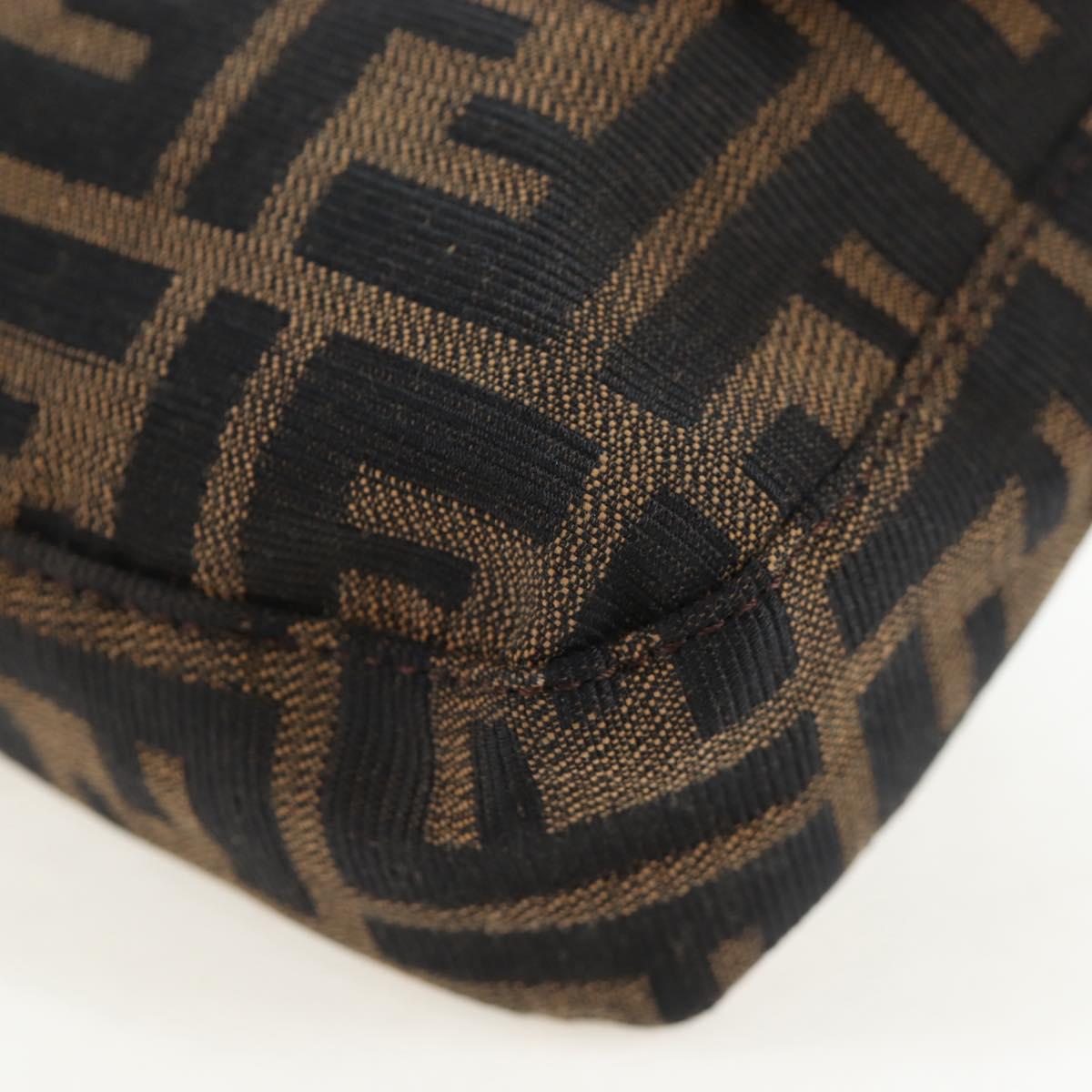 FENDI Zucca Canvas Mamma Baguette Shoulder Bag Brown Black Auth 192460M