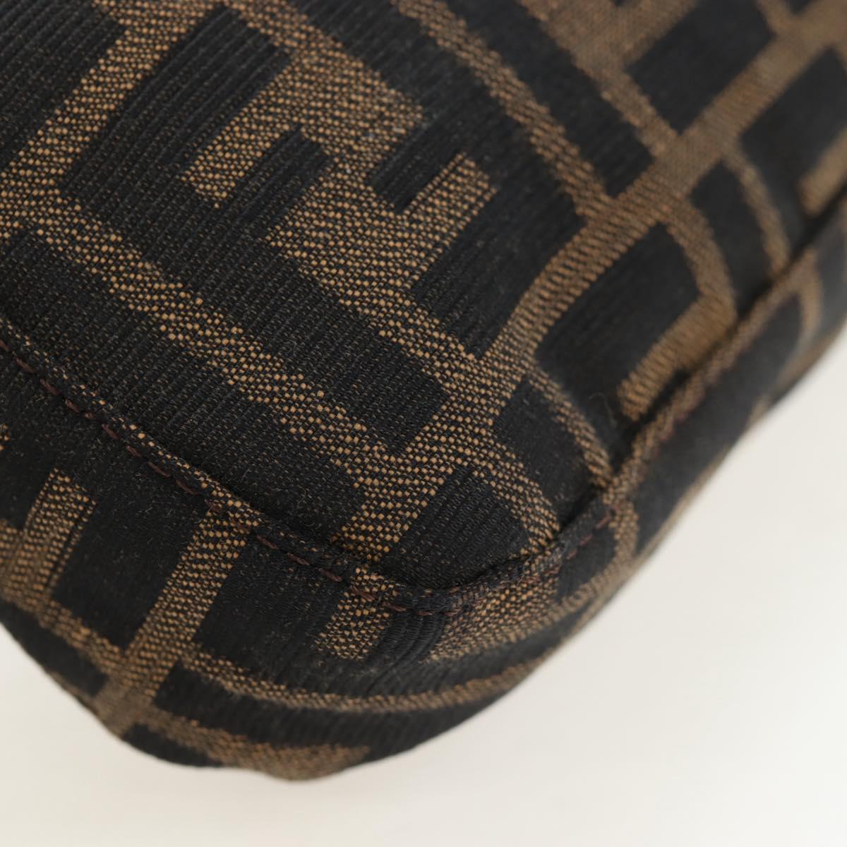FENDI Zucca Canvas Mamma Baguette Shoulder Bag Brown Black Auth 192460M