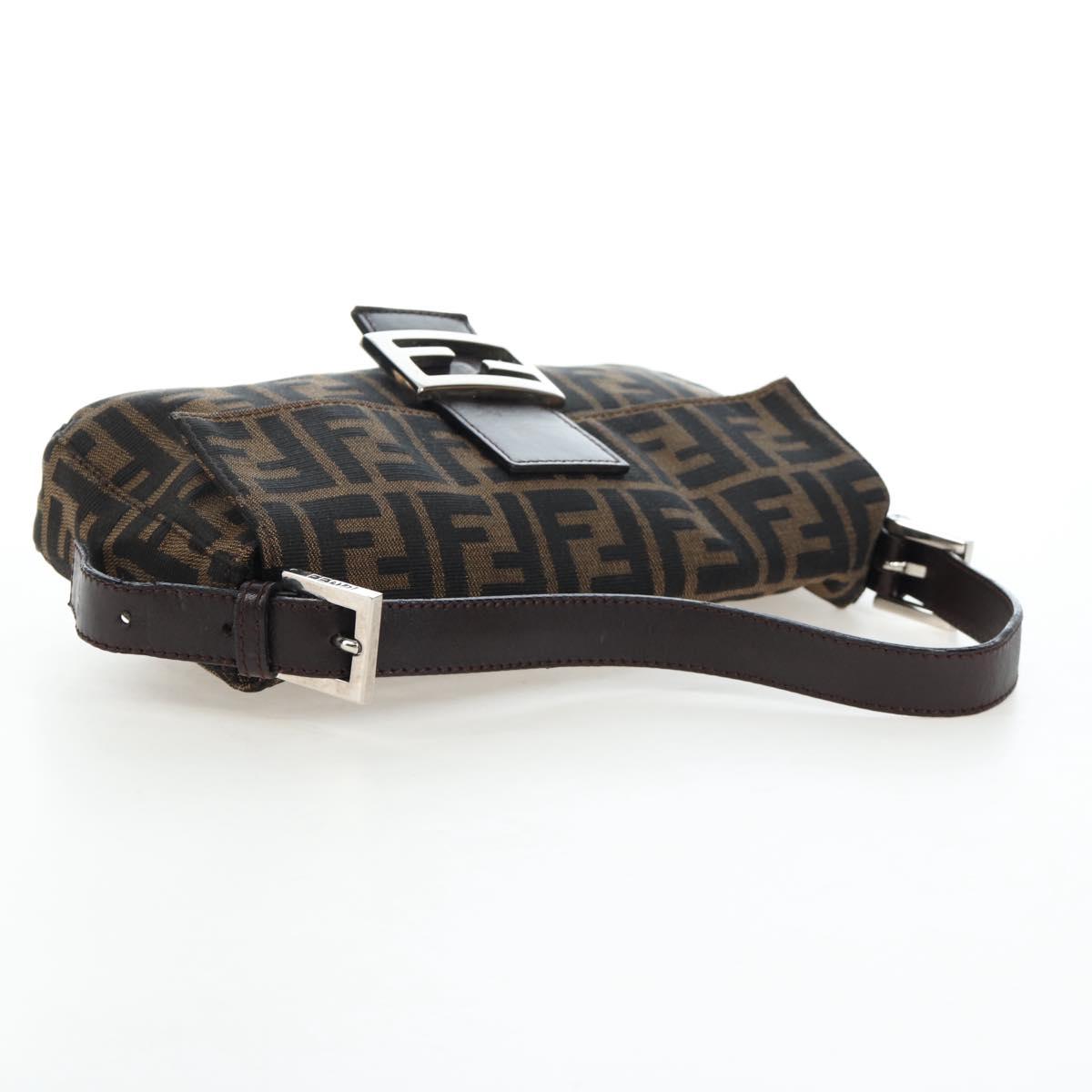 FENDI Zucca Canvas Mamma Baguette Shoulder Bag Brown Black Auth 192460M