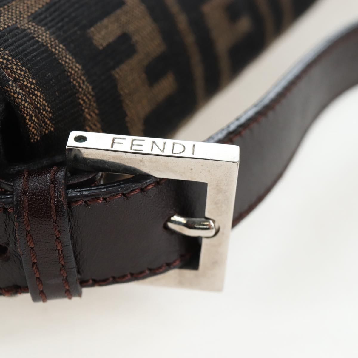 FENDI Zucca Canvas Mamma Baguette Shoulder Bag Brown Black Auth 192460M