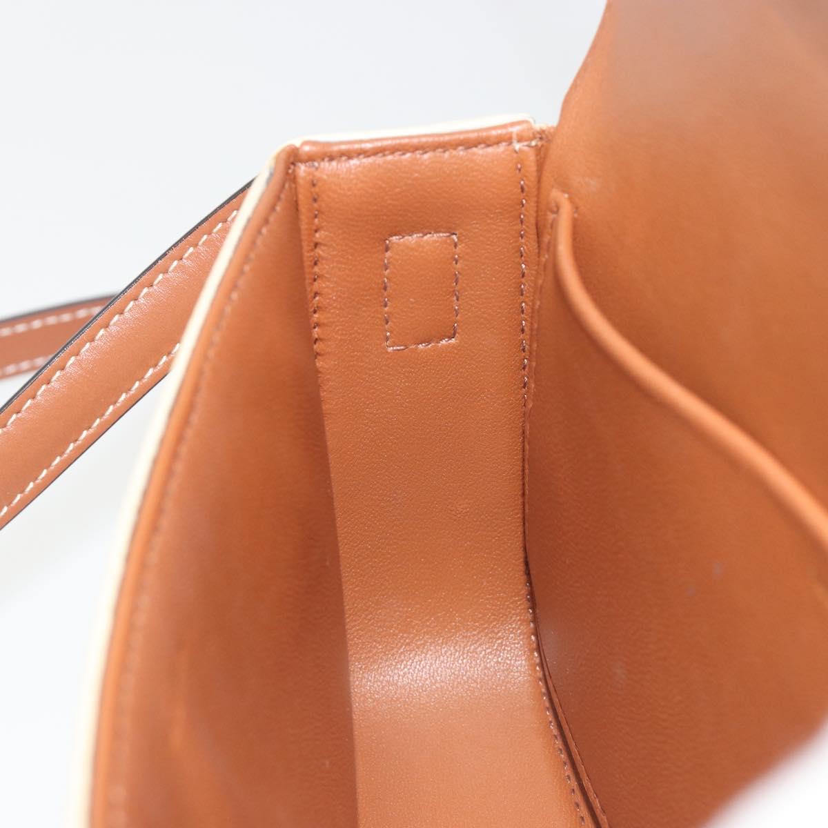 CELINE Triomphe Canvas Shoulder Bag PVC White Gold Auth 192461SAM