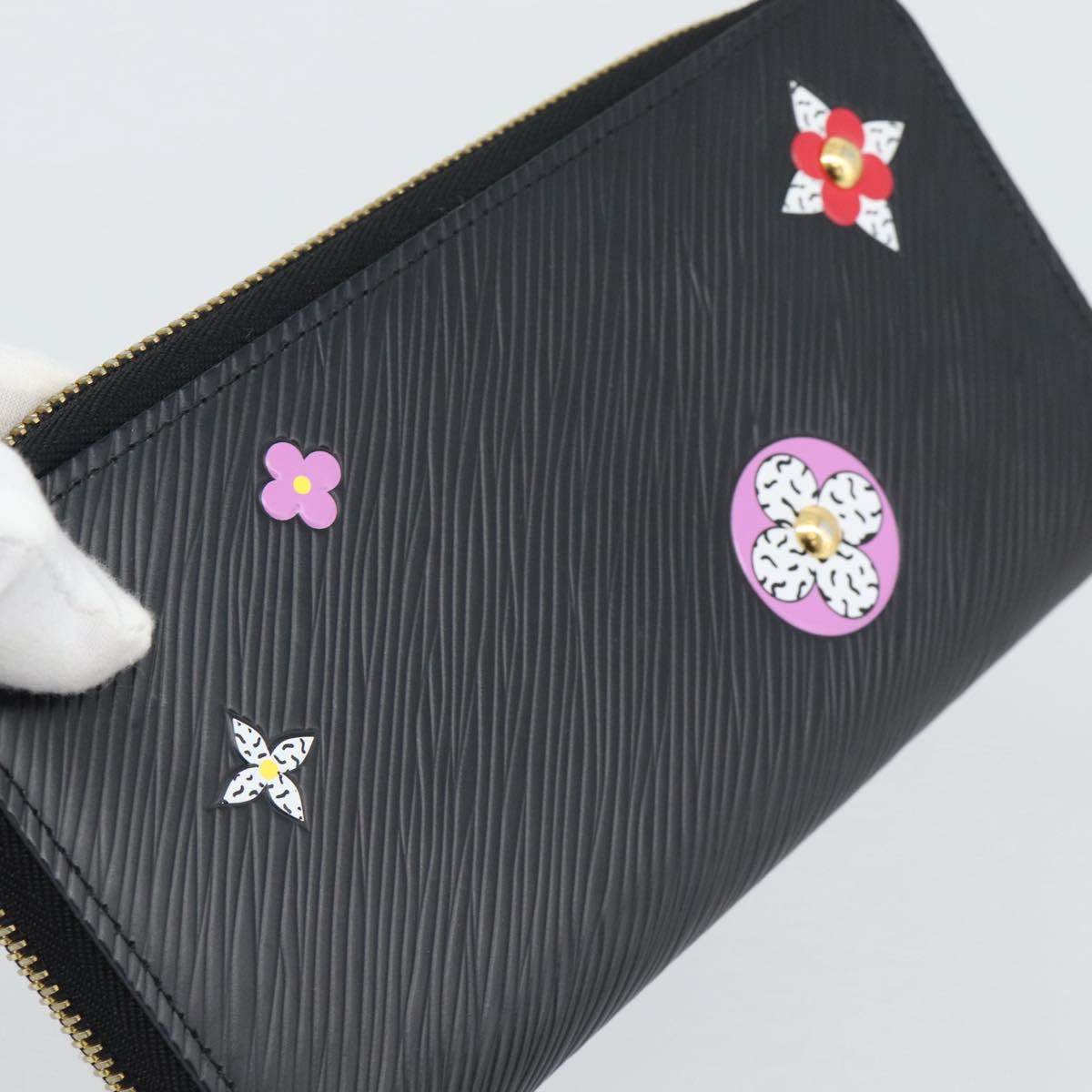 LOUIS VUITTON Epi Flower Zippy Wallet Long Wallet Black M62296 LV Auth 192465V