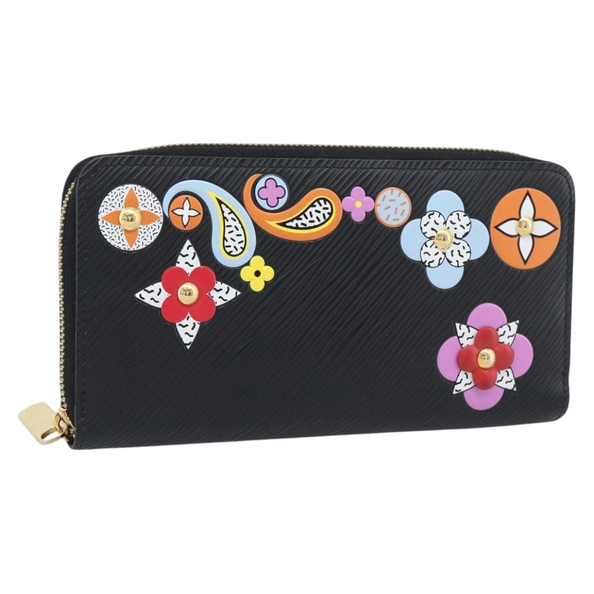 LOUIS VUITTON Epi Flower Zippy Wallet Long Wallet Black M62296 LV Auth 192465V