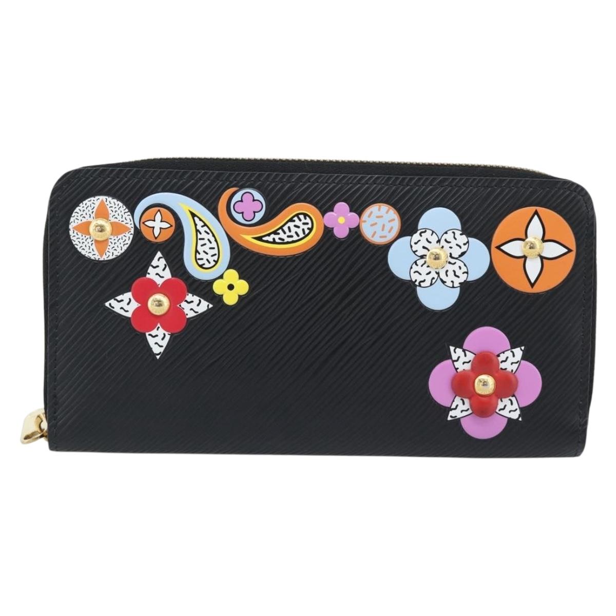 LOUIS VUITTON Epi Flower Zippy Wallet Long Wallet Black M62296 LV Auth 192465V