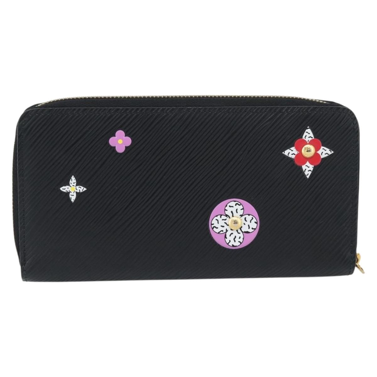 LOUIS VUITTON Epi Flower Zippy Wallet Long Wallet Black M62296 LV Auth 192465V