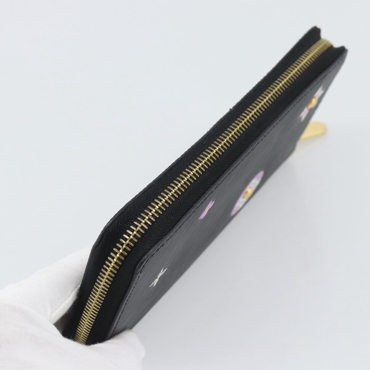 LOUIS VUITTON Epi Flower Zippy Wallet Long Wallet Black M62296 LV Auth 192465V